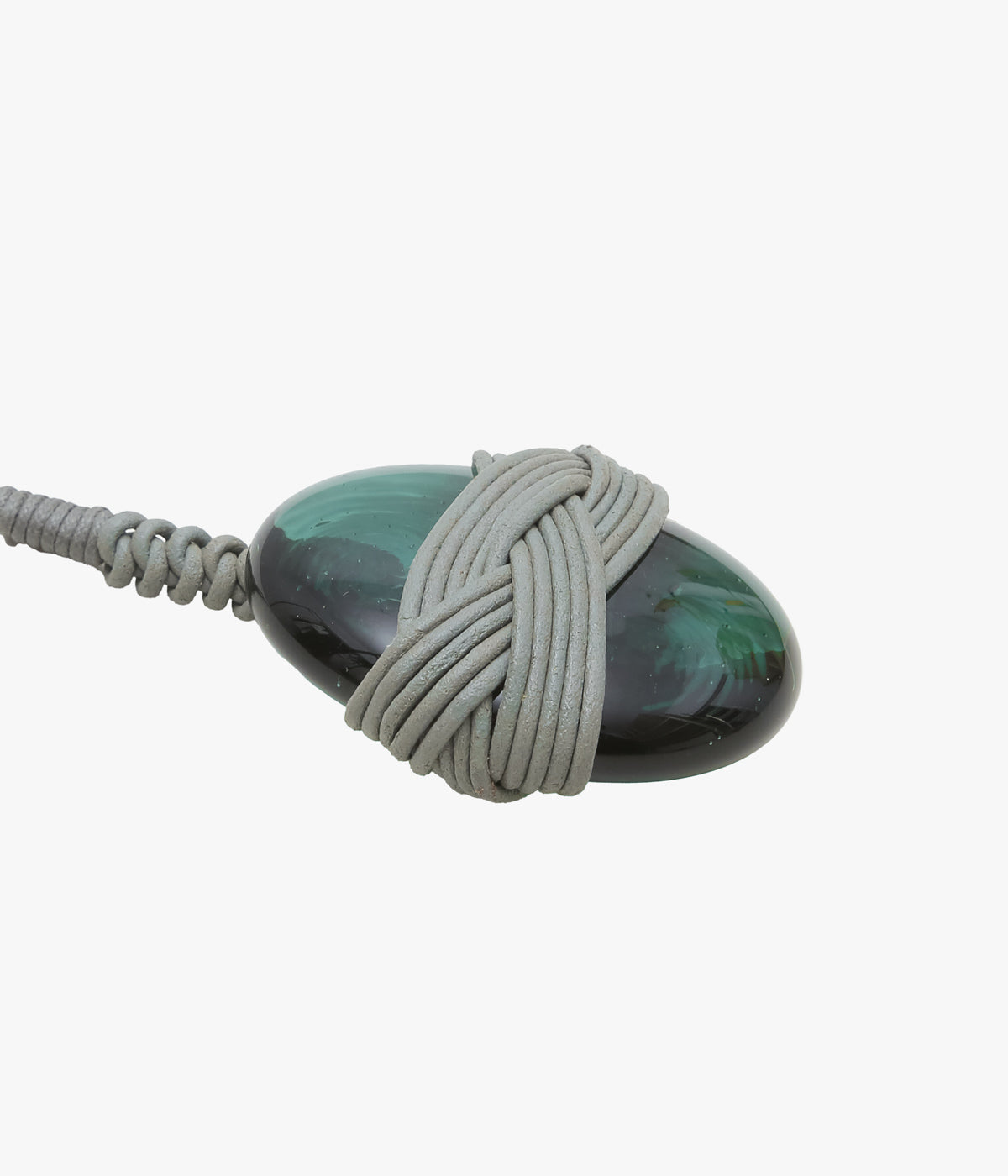 SEYA. ''MUSUBI NECKLACE PUMICE DROP '' (GREEN / GREY)