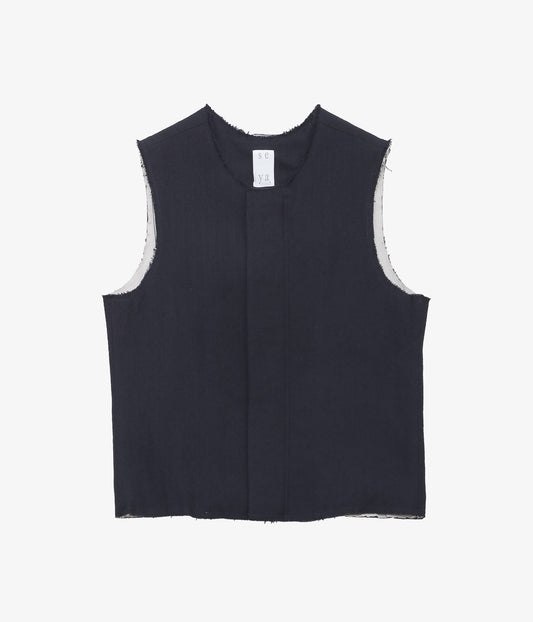 SEYA. ''RAYMOND HERRINGBONE VEST'' (MID NIGHT)