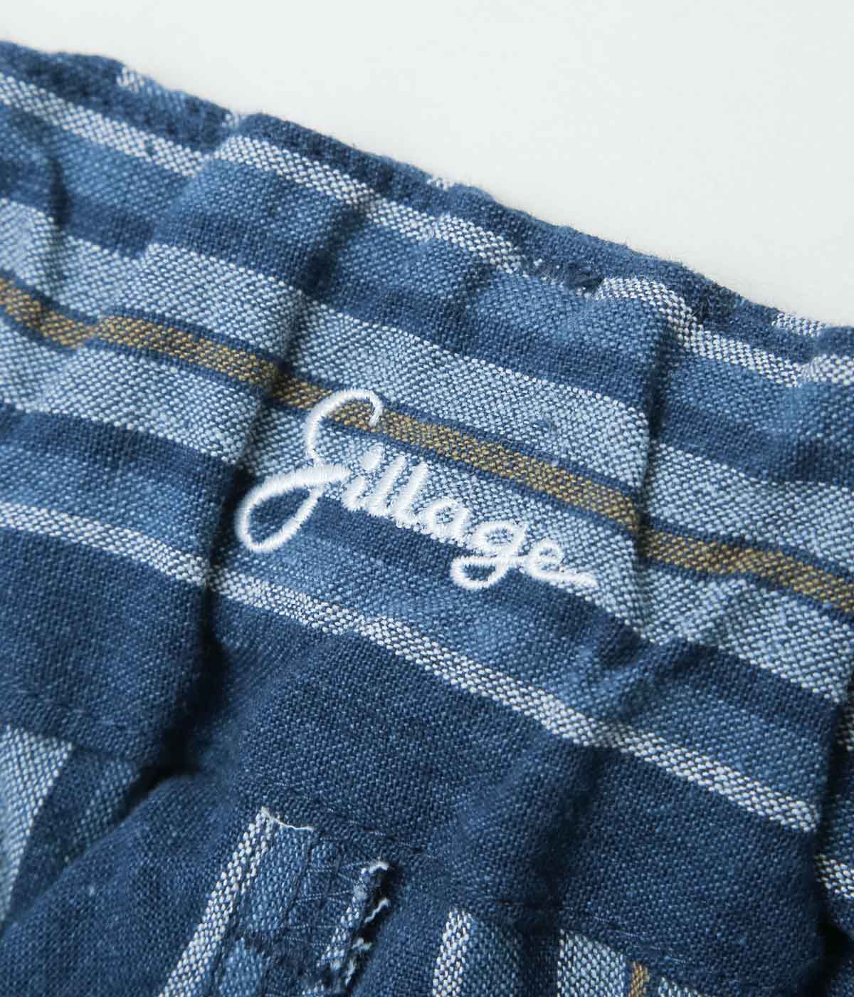 SILLAGE ''BINGO KASURI CIRCULAR PANTS'' (YELLOW NAVY STRIPE)