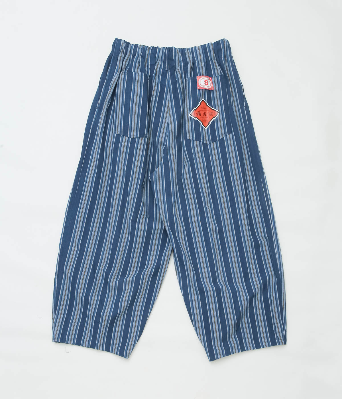 SILLAGE ''BINGO KASURI CIRCULAR PANTS'' (YELLOW NAVY STRIPE)