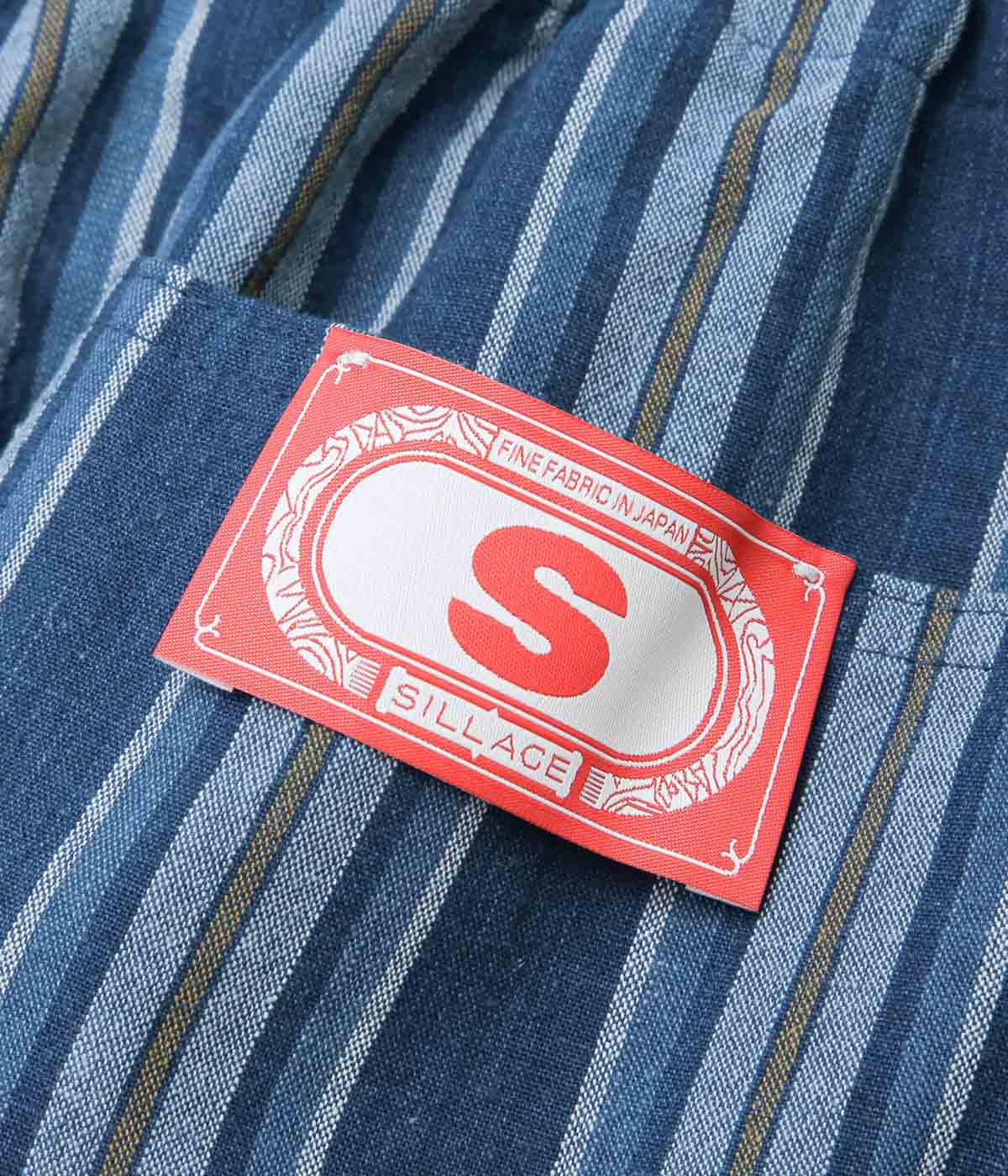 SILLAGE ''BINGO KASURI CIRCULAR PANTS'' (YELLOW NAVY STRIPE)