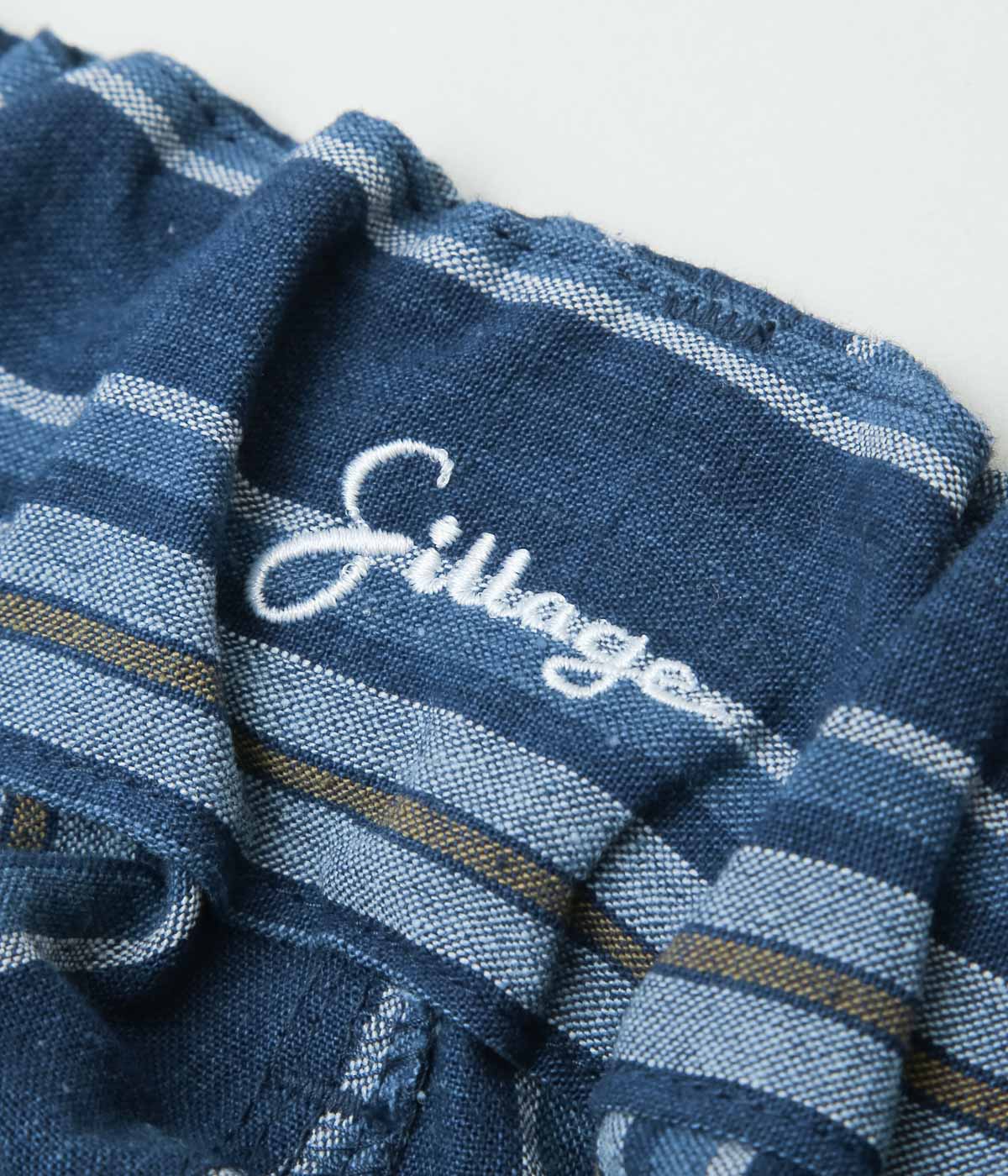 SILLAGE ''BINGO KASURI CIRCULAR SHORT PANTS'' (YELLOW NAVY STRIPE)