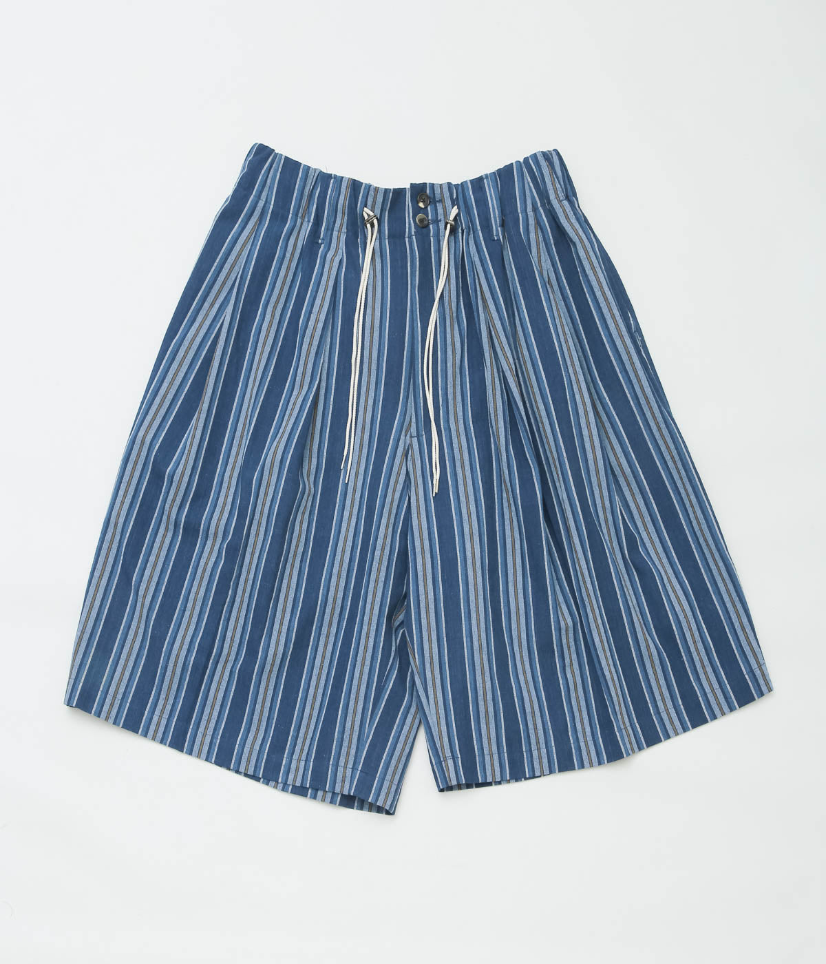 SILLAGE ''BINGO KASURI CIRCULAR SHORT PANTS'' (YELLOW NAVY STRIPE)