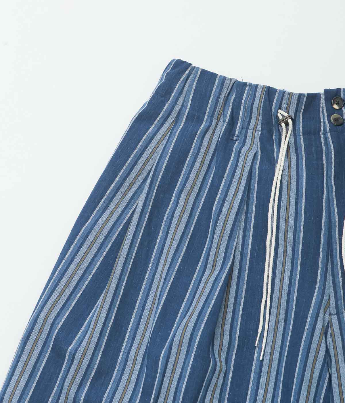 SILLAGE ''BINGO KASURI CIRCULAR SHORT PANTS'' (YELLOW NAVY STRIPE)