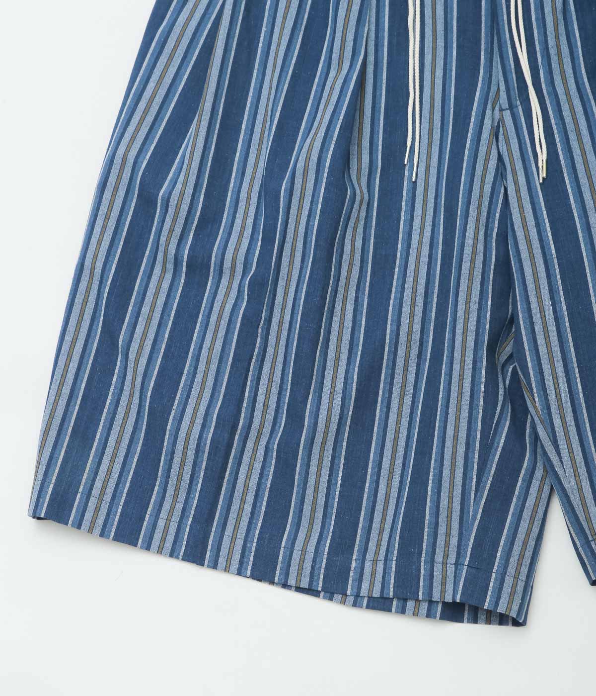 SILLAGE ''BINGO KASURI CIRCULAR SHORT PANTS'' (YELLOW NAVY STRIPE)