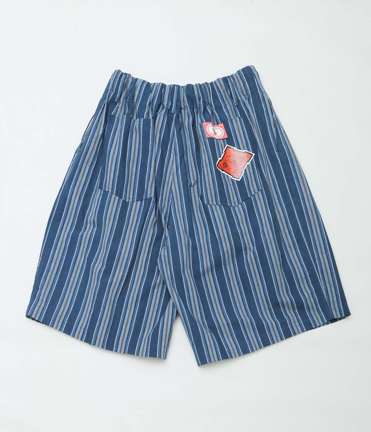 SILLAGE ''BINGO KASURI CIRCULAR SHORT PANTS'' (YELLOW NAVY STRIPE)
