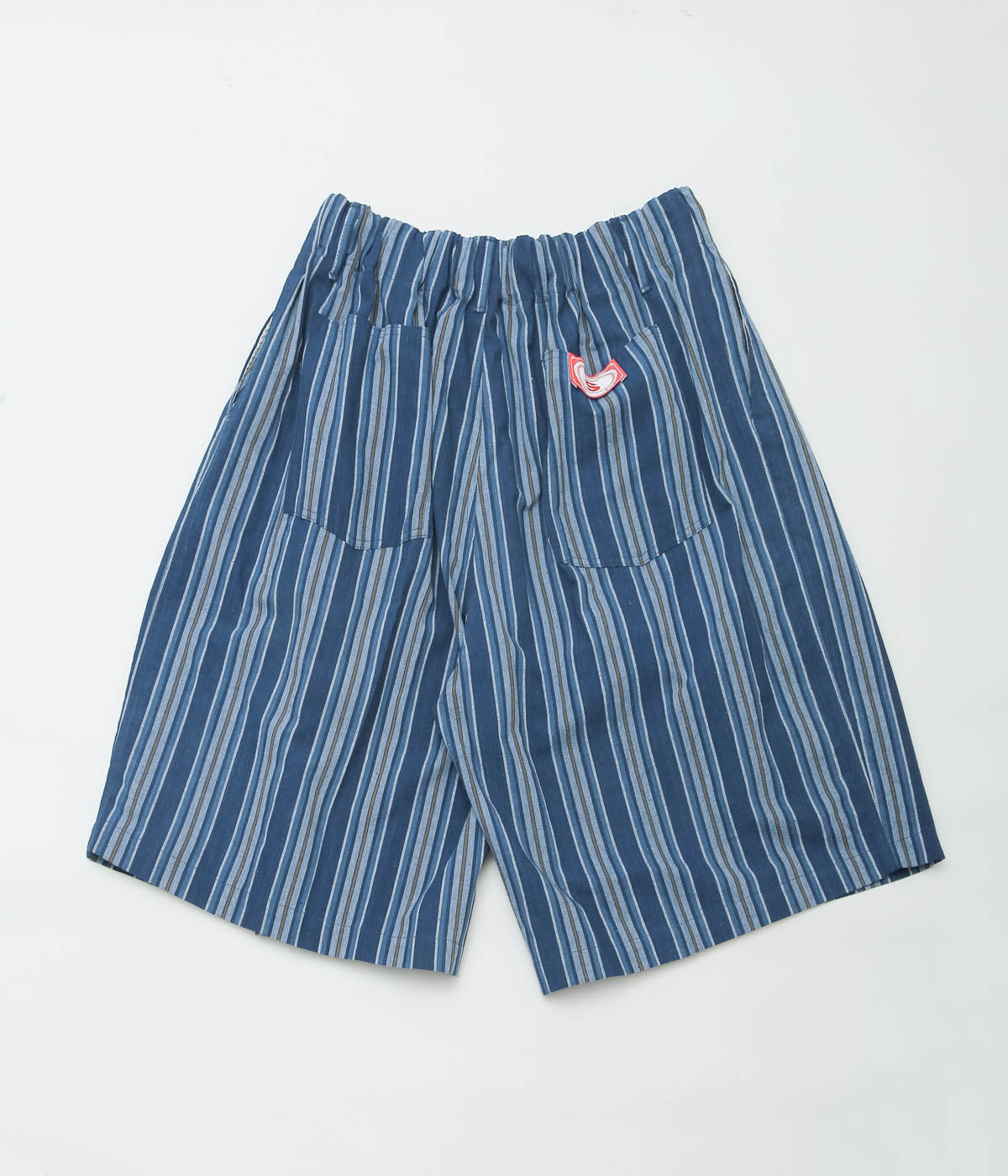 SILLAGE ''BINGO KASURI CIRCULAR SHORT PANTS'' (YELLOW NAVY STRIPE)