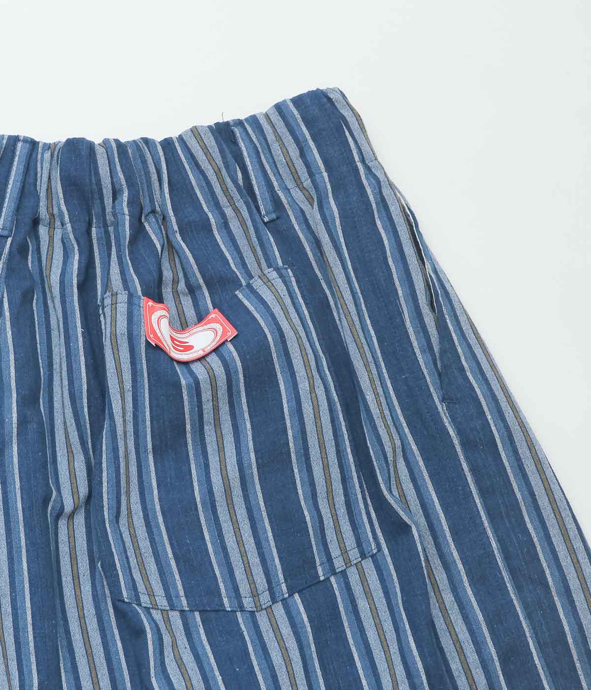 SILLAGE ''BINGO KASURI CIRCULAR SHORT PANTS'' (YELLOW NAVY STRIPE)
