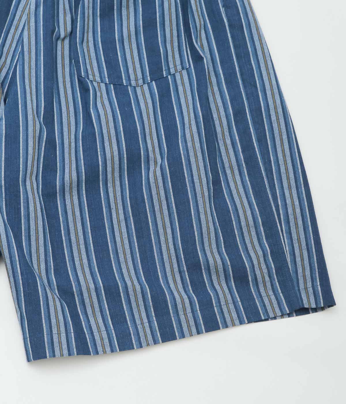 SILLAGE ''BINGO KASURI CIRCULAR SHORT PANTS'' (YELLOW NAVY STRIPE)