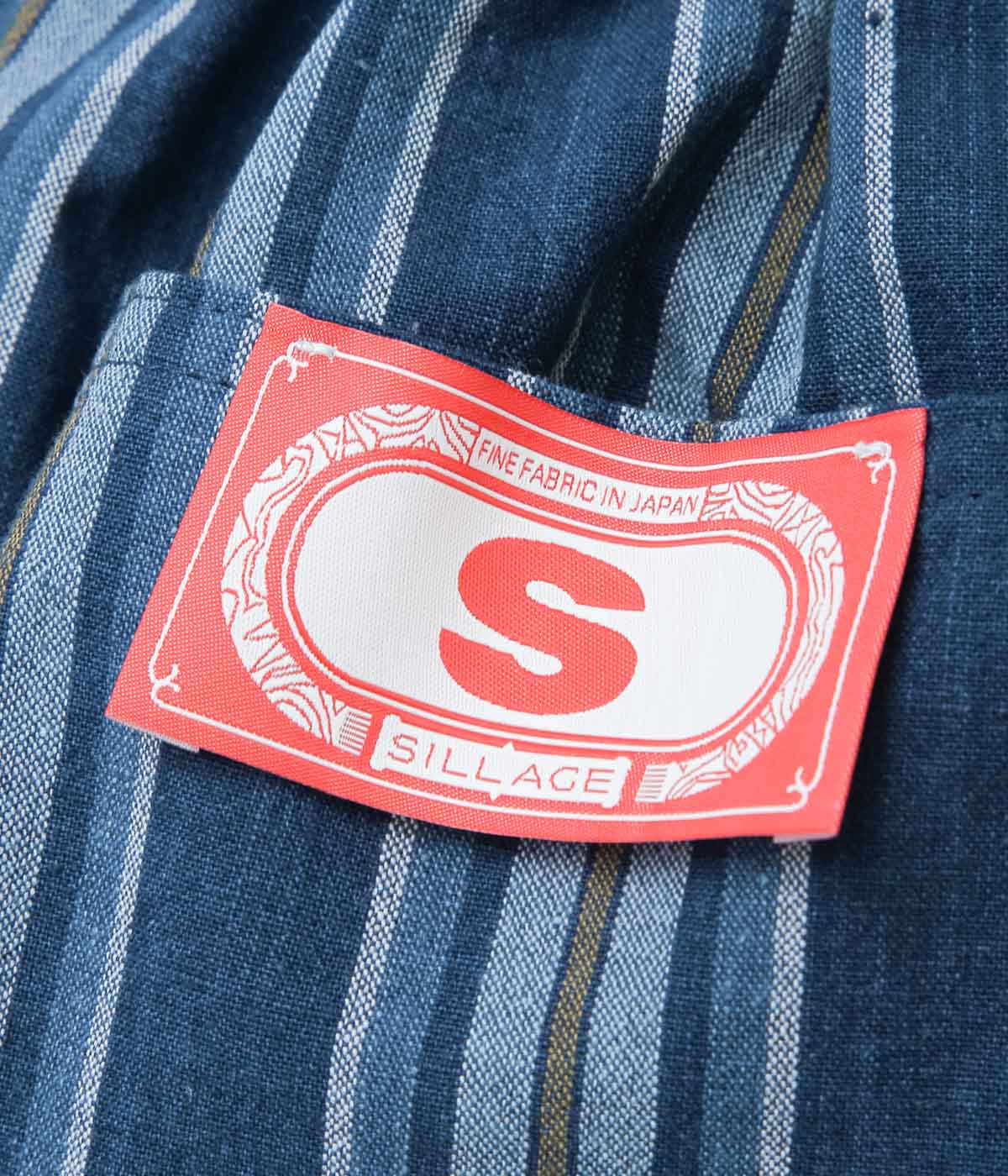 SILLAGE ''BINGO KASURI CIRCULAR SHORT PANTS'' (YELLOW NAVY STRIPE)