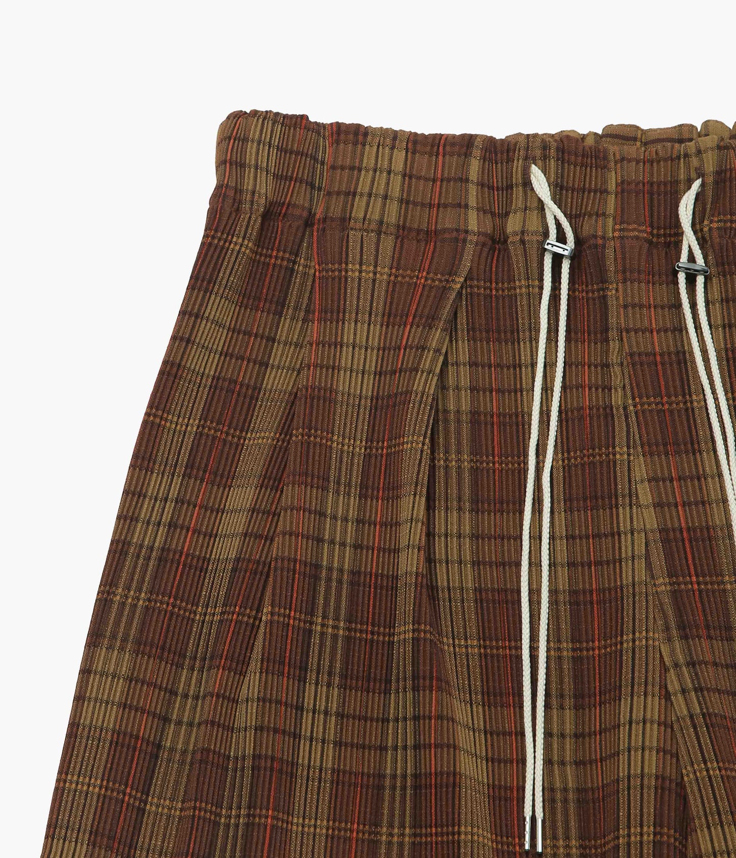 SILLAGE ''CIRCULAR PLEATS PANTS DEADSTOCK WATAHIKO TEX BROWN'' (BROWN CHECK)