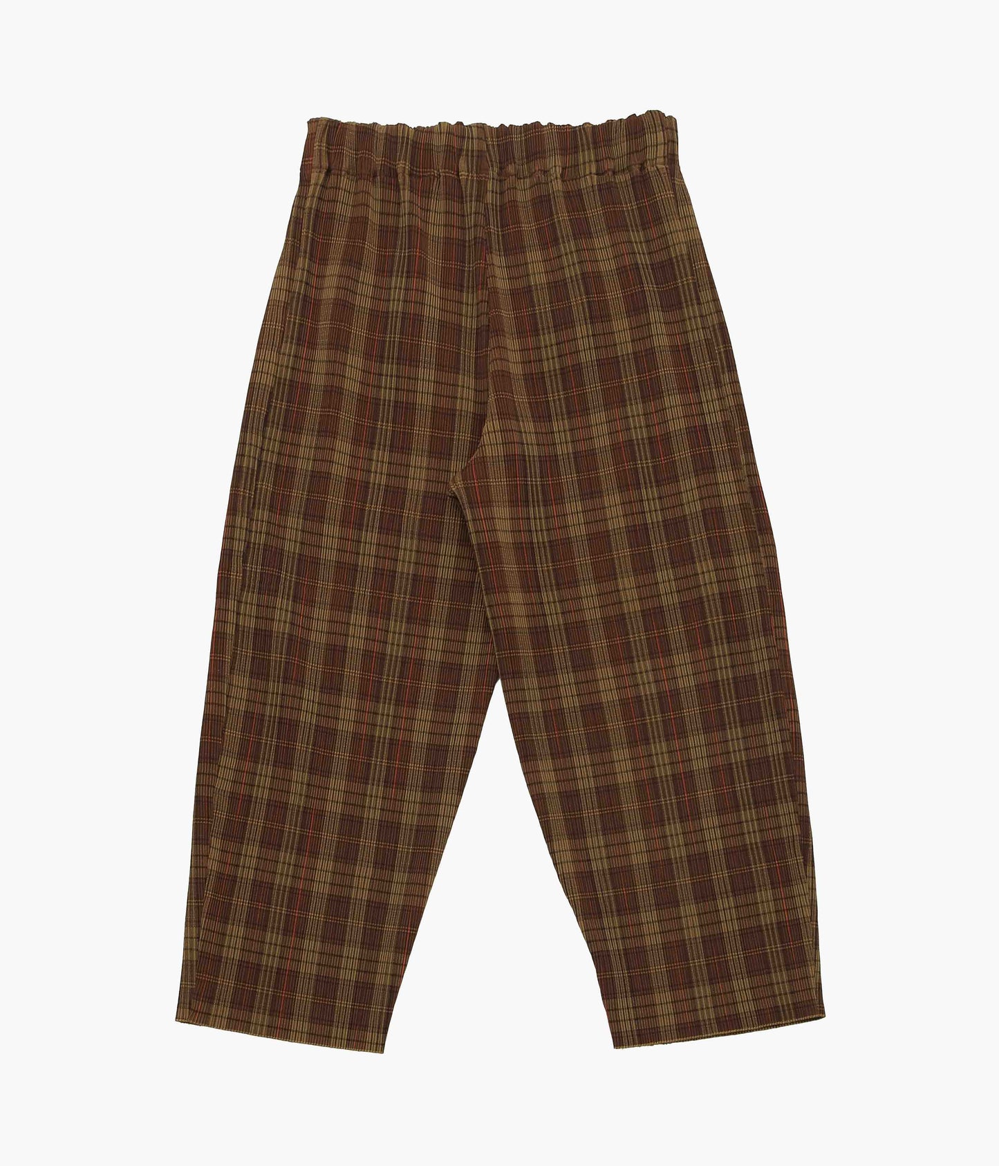SILLAGE ''CIRCULAR PLEATS PANTS DEADSTOCK WATAHIKO TEX BROWN'' (BROWN CHECK)
