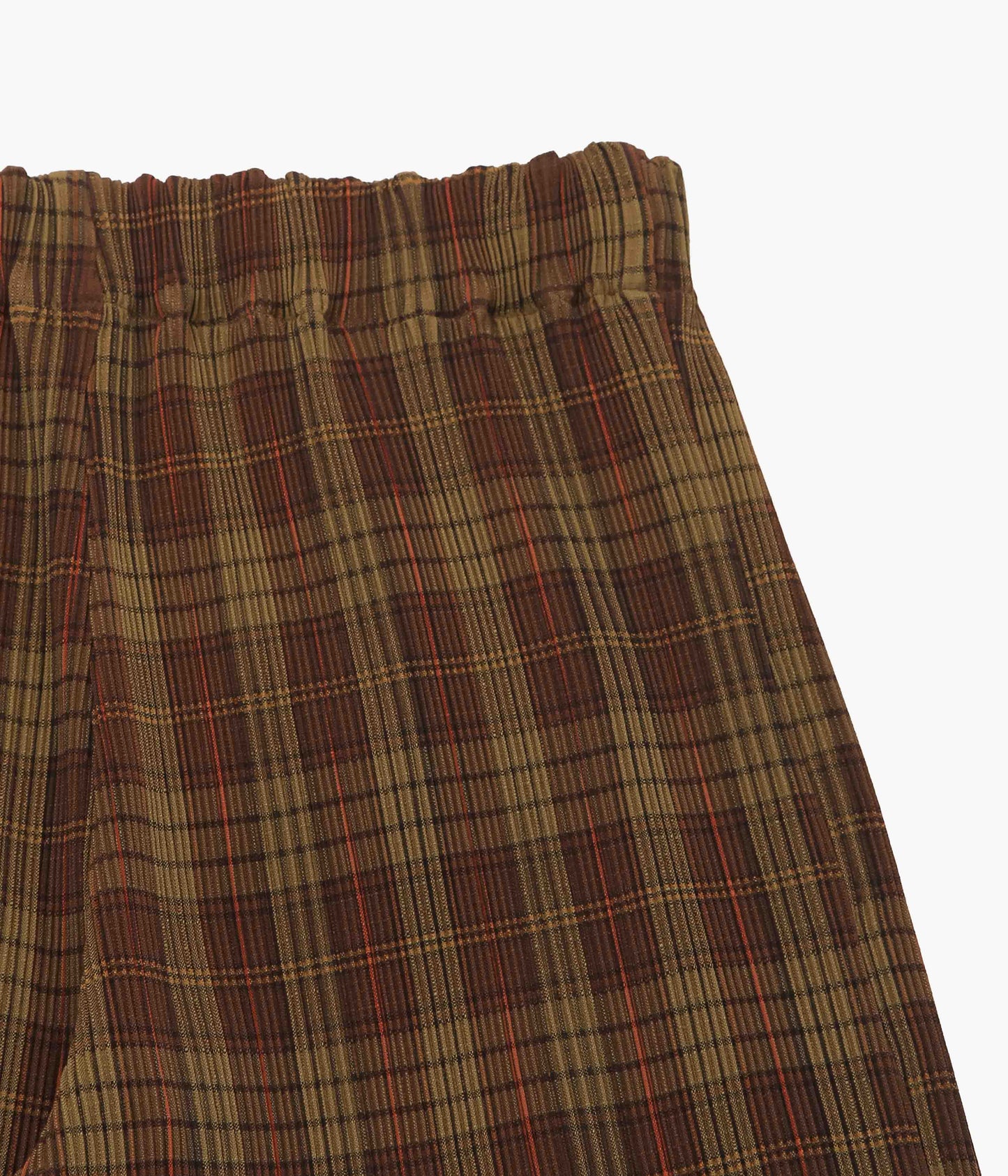 SILLAGE ''CIRCULAR PLEATS PANTS DEADSTOCK WATAHIKO TEX BROWN'' (BROWN CHECK)