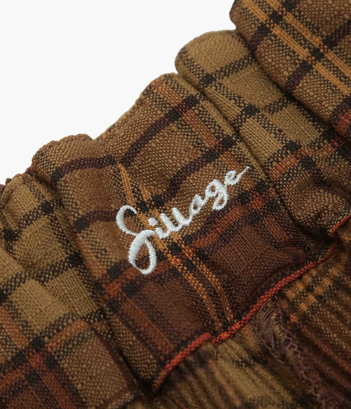 SILLAGE ''CIRCULAR PLEATS PANTS DEADSTOCK WATAHIKO TEX BROWN'' (BROWN CHECK)