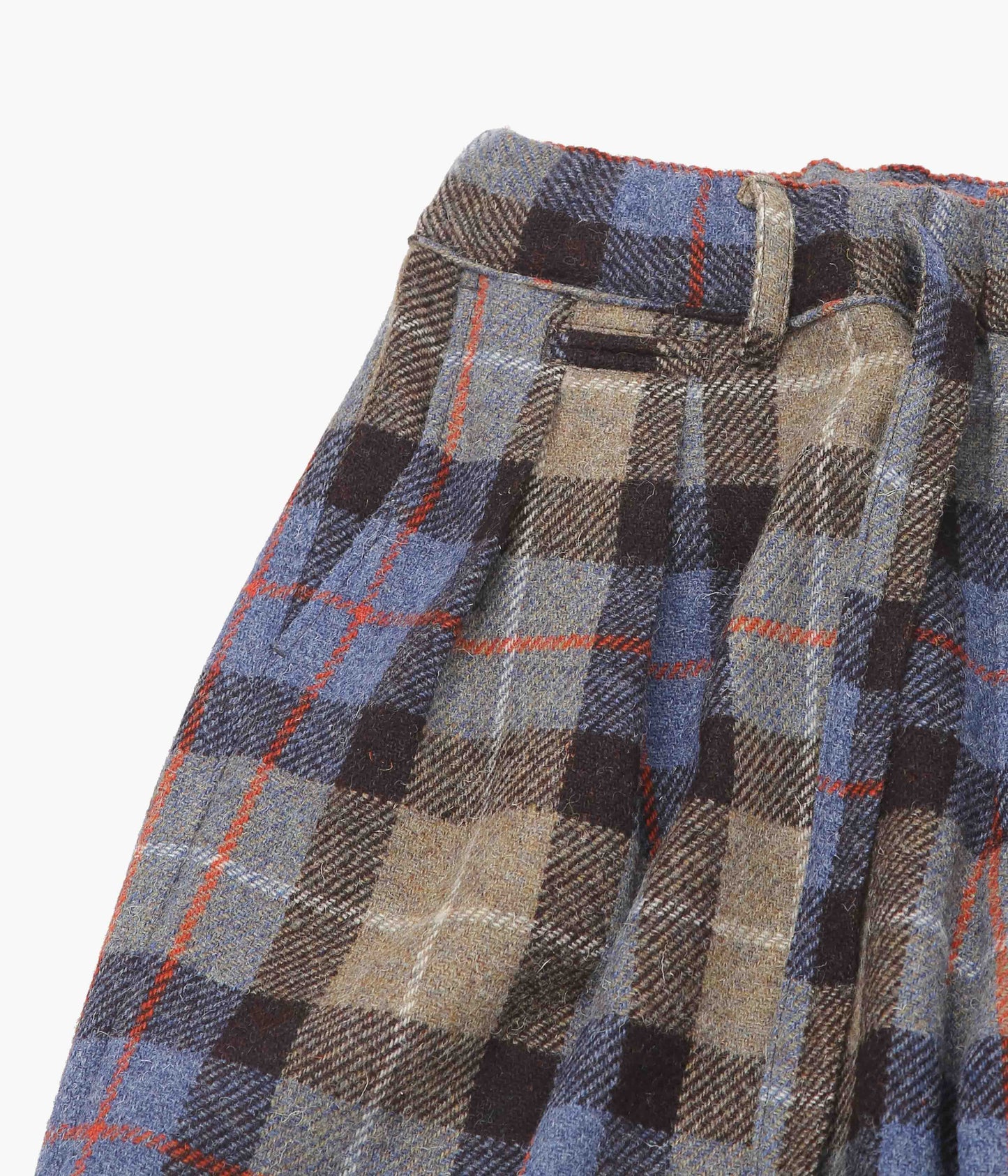 SILLAGE ''HAKAMA PANTS BEIGE BLUE PLAID HARRIS TWEED'' (BEIGE BLUE)