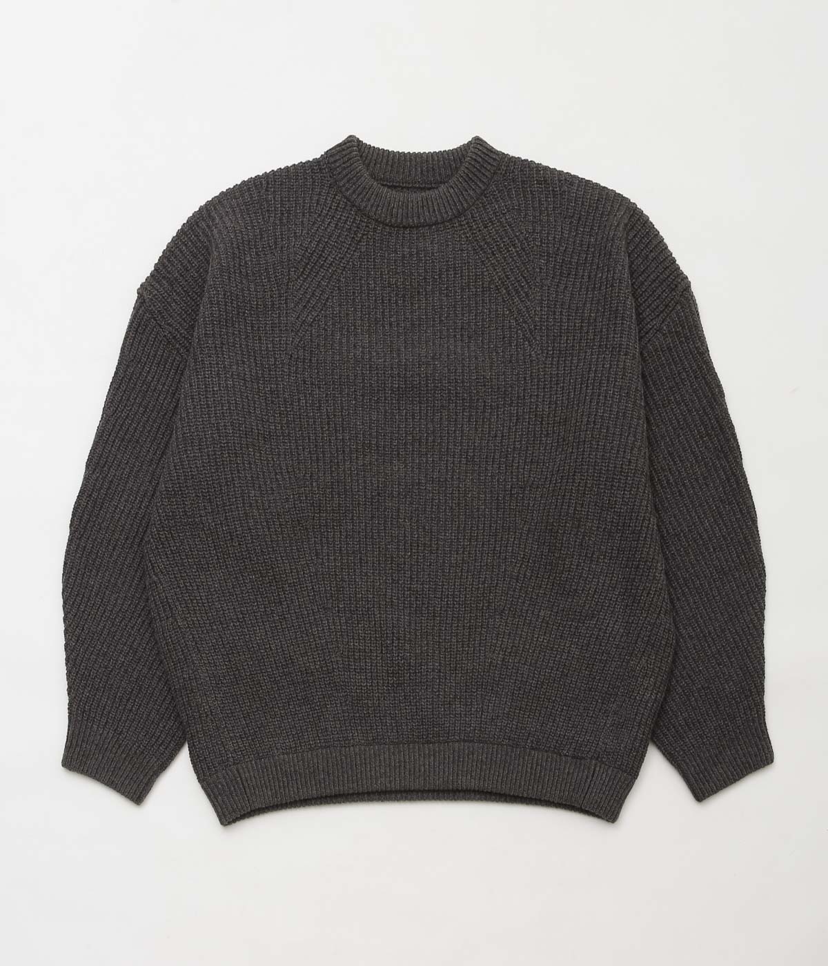 SILLAGE ''SUPER FINE WOOL RIBBED CREW'' (ANTHRACITE)