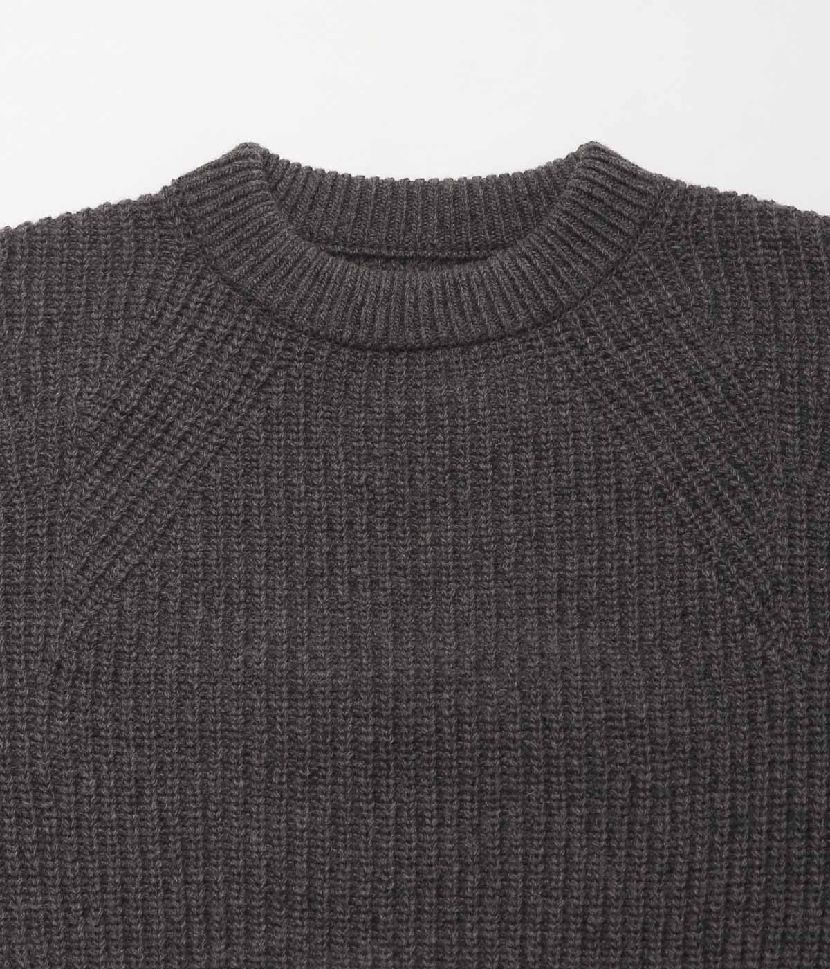 SILLAGE ''SUPER FINE WOOL RIBBED CREW'' (ANTHRACITE)