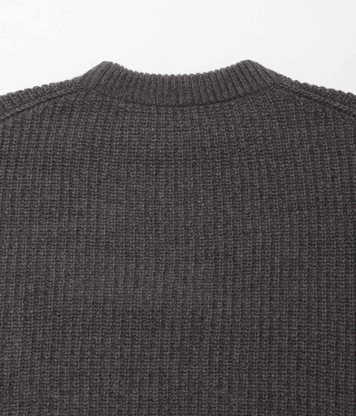 SILLAGE ''SUPER FINE WOOL RIBBED CREW'' (ANTHRACITE)
