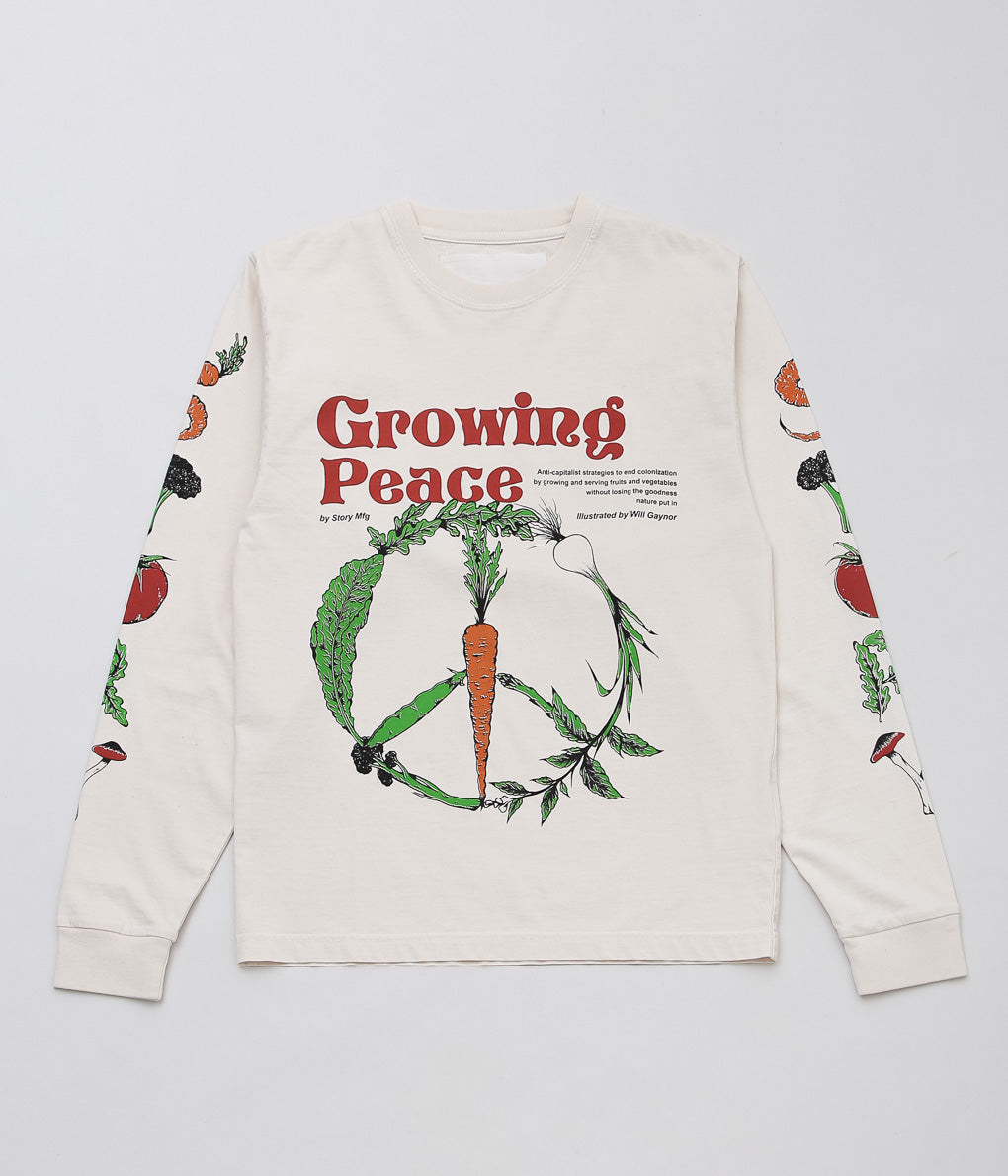 STORY MFG ``GRATEFUL TEE LS'' (ECRU GROWING PEACE)