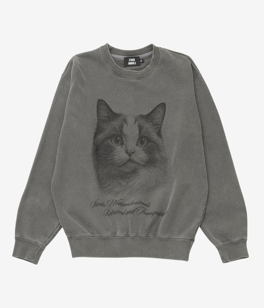 STUDIO ANIMALS ''"CAT" SWEATSHIRT'' (FADED BLACK)