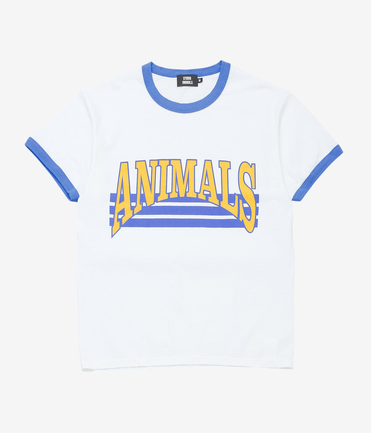 STUDIO ANIMALS ''"CURVED ARCH LOGO" S/S T-SHIRT'' (WHITE/BLUE)