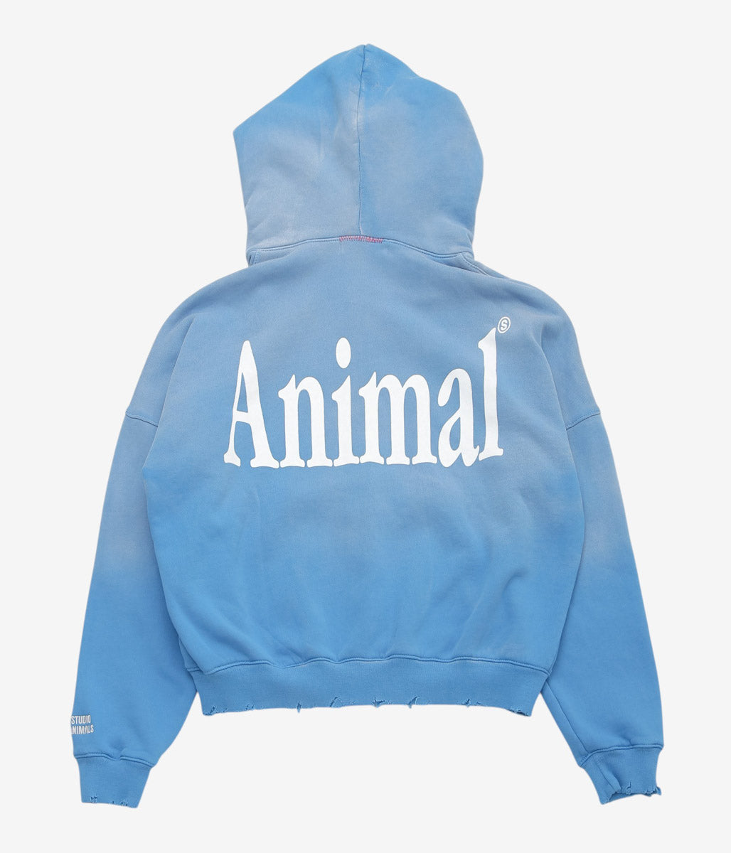 STUDIO ANIMALS ''×MOOJIMOOJI ”ANIMALS LETTER" HOODIE'' (BLUE)