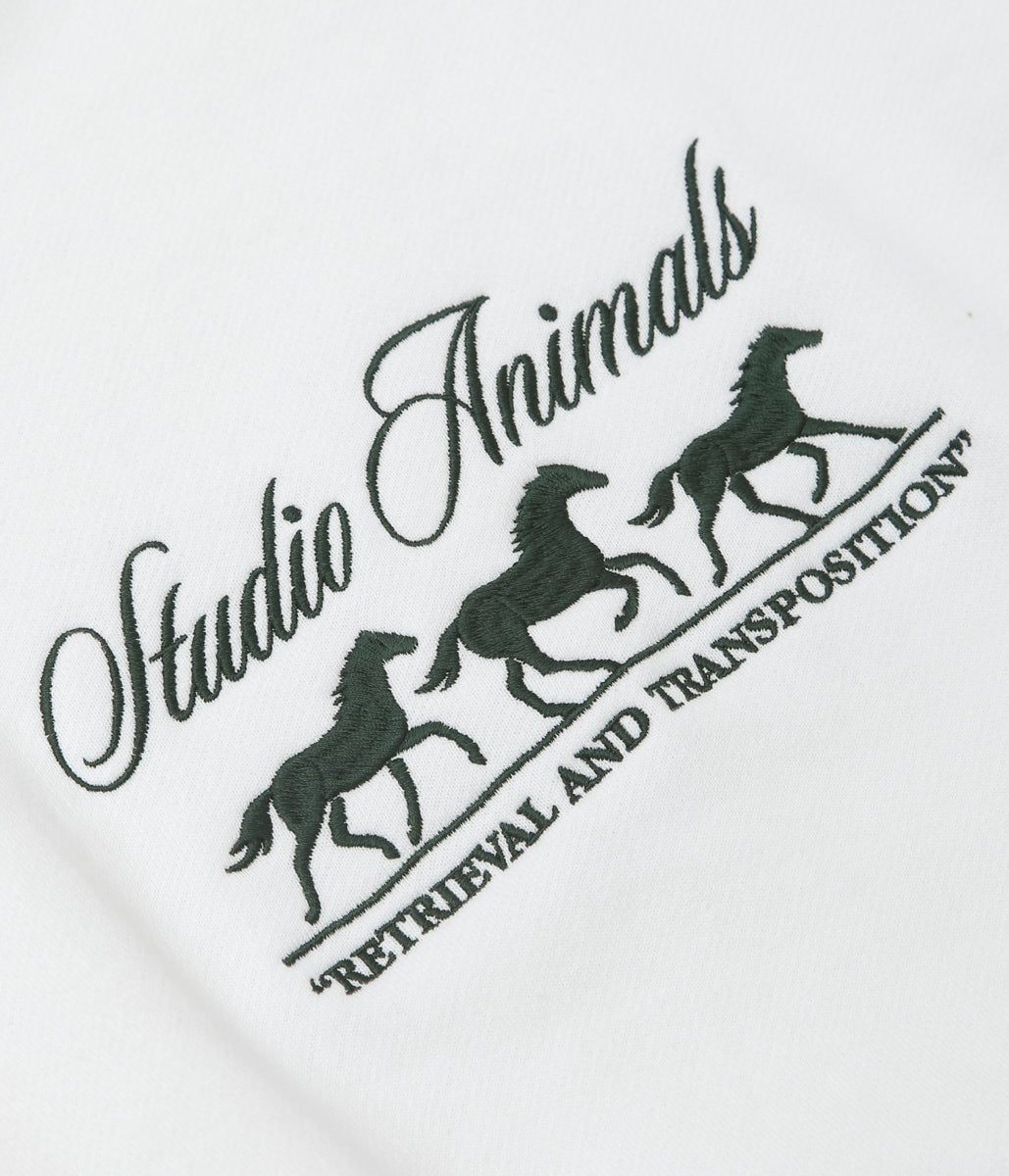 STUDIO ANIMALS ''"RUNNING HORSE" EMBROIDERED SWEATSHIRT'' (WHITE)