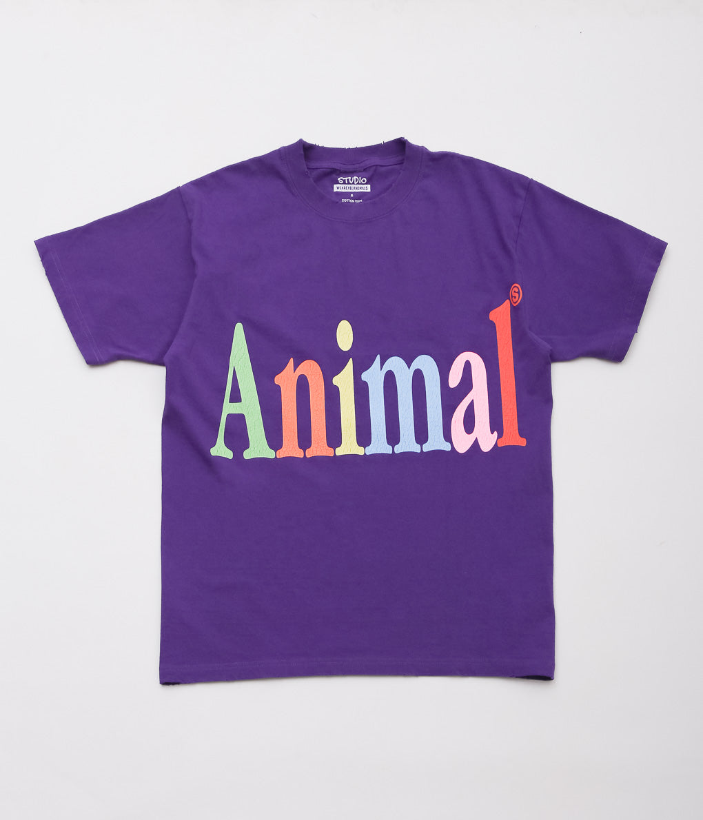 STUDIO WEAREALLANIMALS ''"ANIMALS LETTER" S/S T-SHIRT'' (PURPLE)