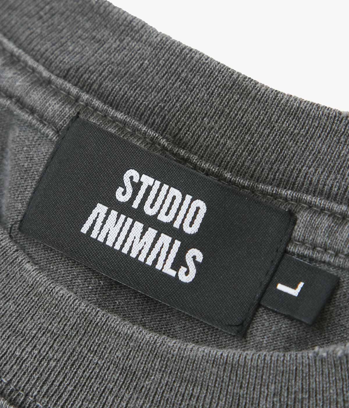 STUDIO ANIMALS ''“SCRIPT LOGO” T-SHIRT'' (FADED BLACK)