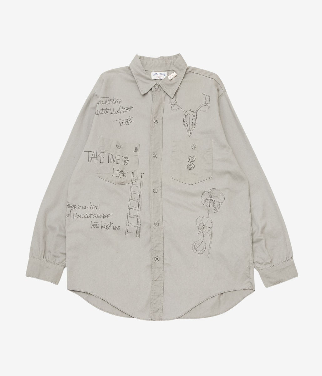 SWELL VINTAGE × MAIDENS SHOP WOMEN ''60's TWENTY GRAND WORK SHIRT W/TAGGING'' (GREY)