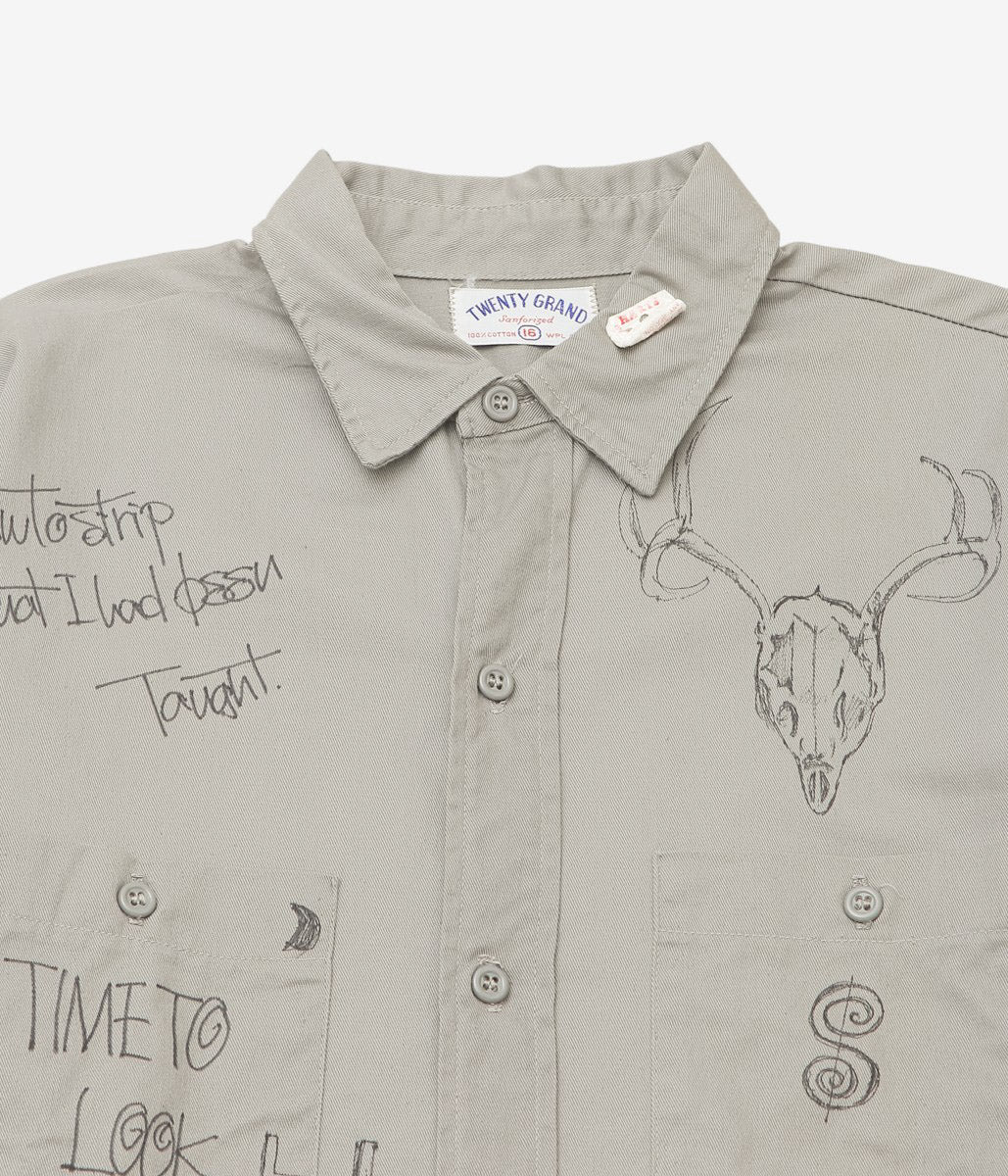 SWELL VINTAGE × MAIDENS SHOP WOMEN ''60's TWENTY GRAND WORK SHIRT W/TAGGING'' (GREY)