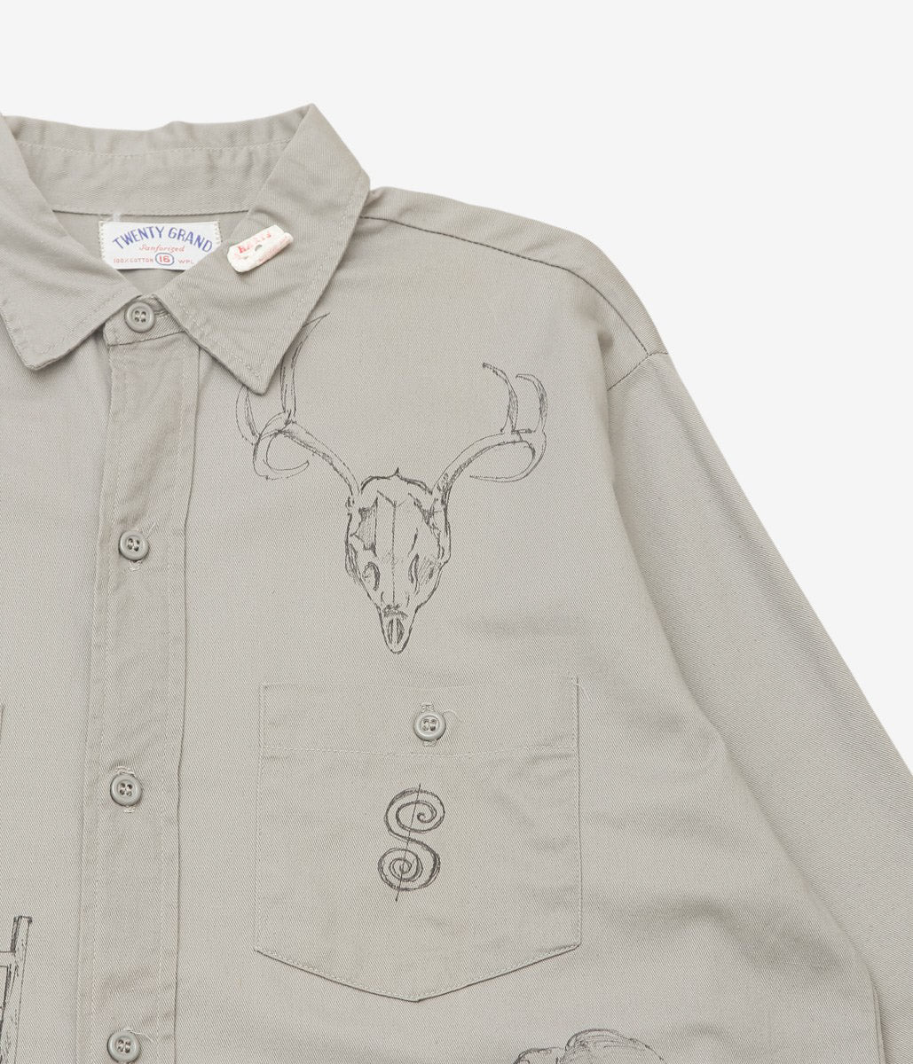SWELL VINTAGE × MAIDENS SHOP WOMEN ''60's TWENTY GRAND WORK SHIRT W/TAGGING'' (GREY)