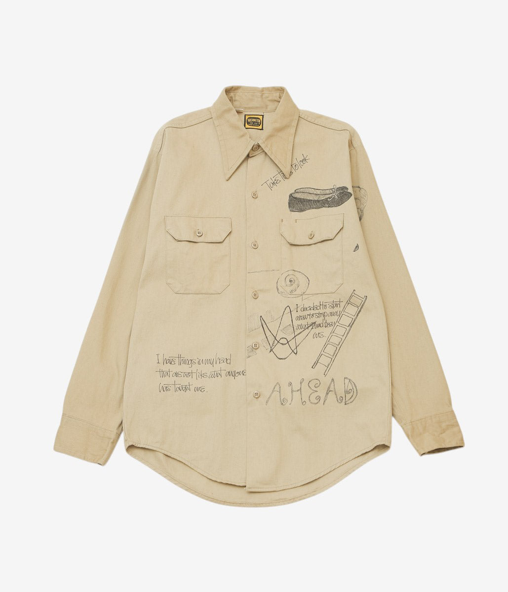 SWELL VINTAGE × MAIDENS SHOP WOMEN ''60's "WASHINGTON DC" SHIRT W/TAGGING'' (BEIGE)