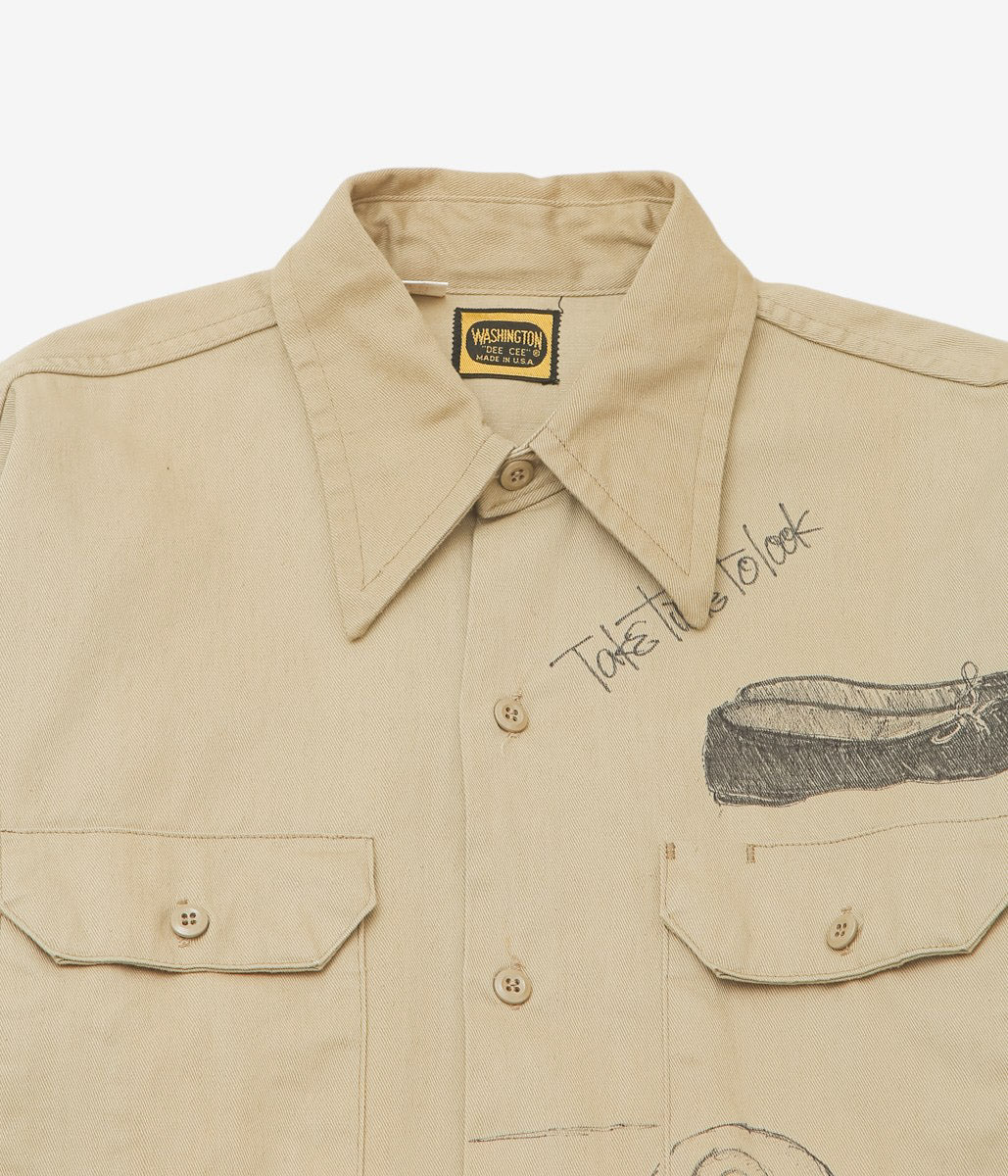 SWELL VINTAGE × MAIDENS SHOP WOMEN ''60's "WASHINGTON DC" SHIRT W/TAGGING'' (BEIGE)