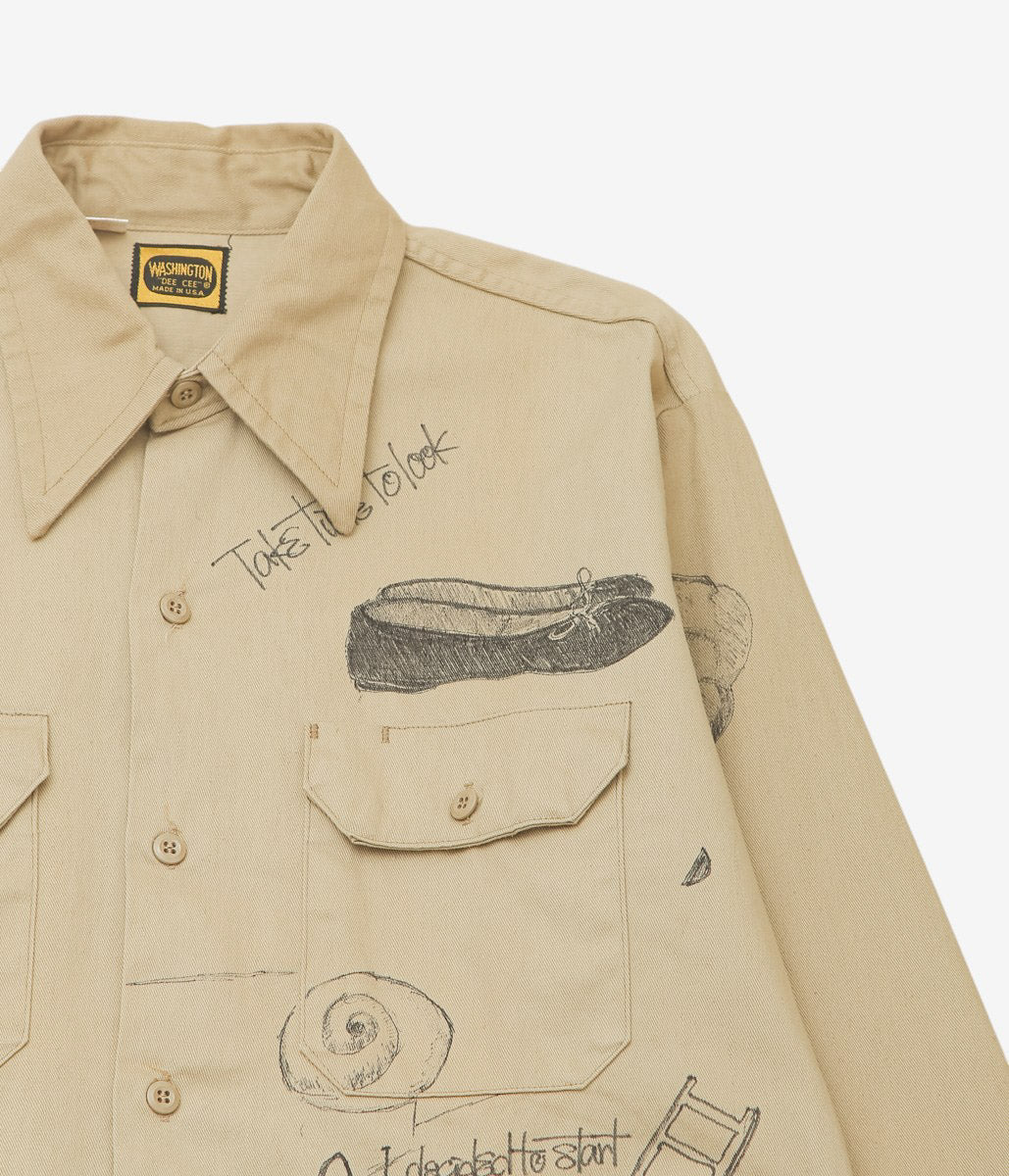 SWELL VINTAGE × MAIDENS SHOP WOMEN ''60's "WASHINGTON DC" SHIRT W/TAGGING'' (BEIGE)