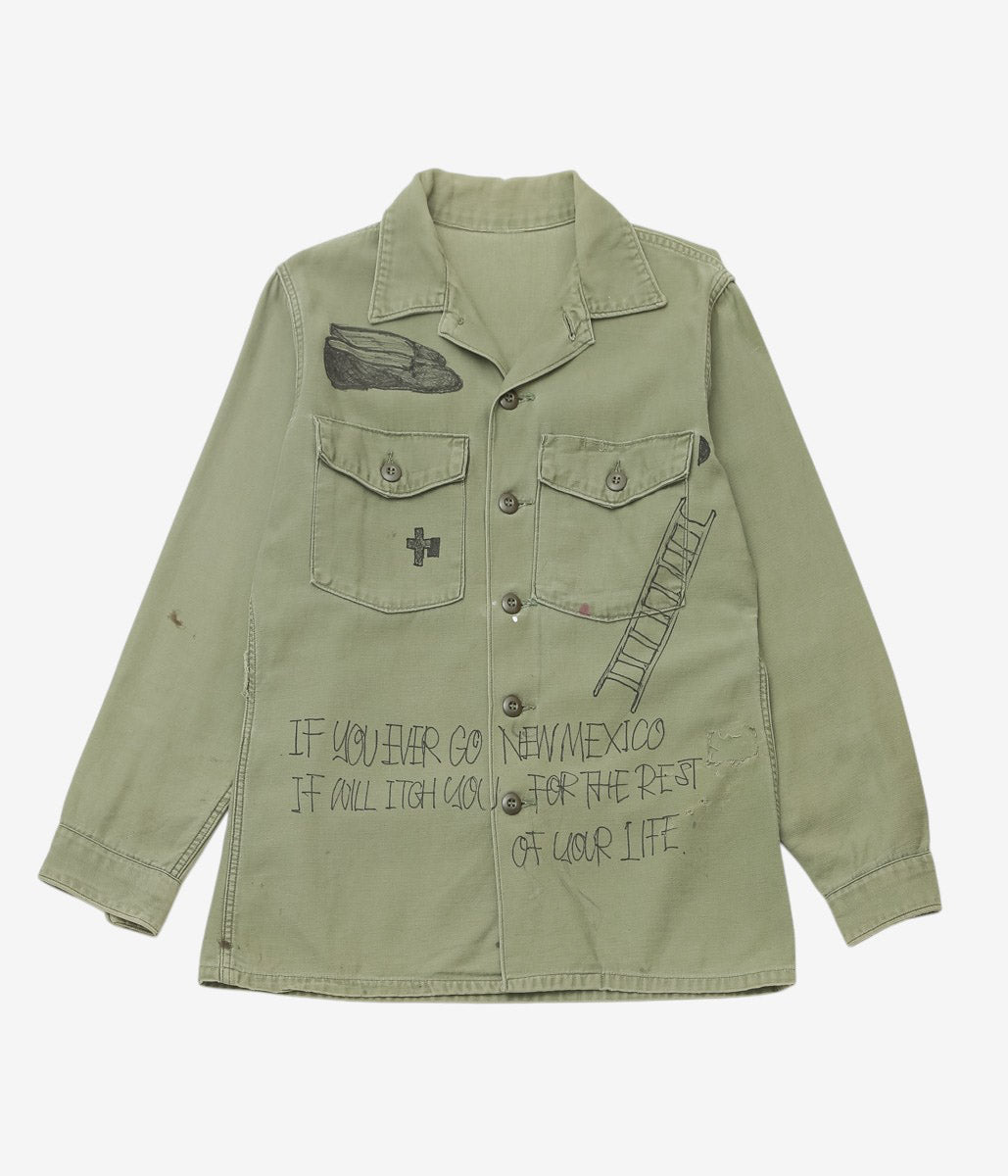 SWELL VINTAGE × MAIDENS SHOP WOMEN ''MILITARY SHIRT W/TAGGING | 1'' (GREEN)
