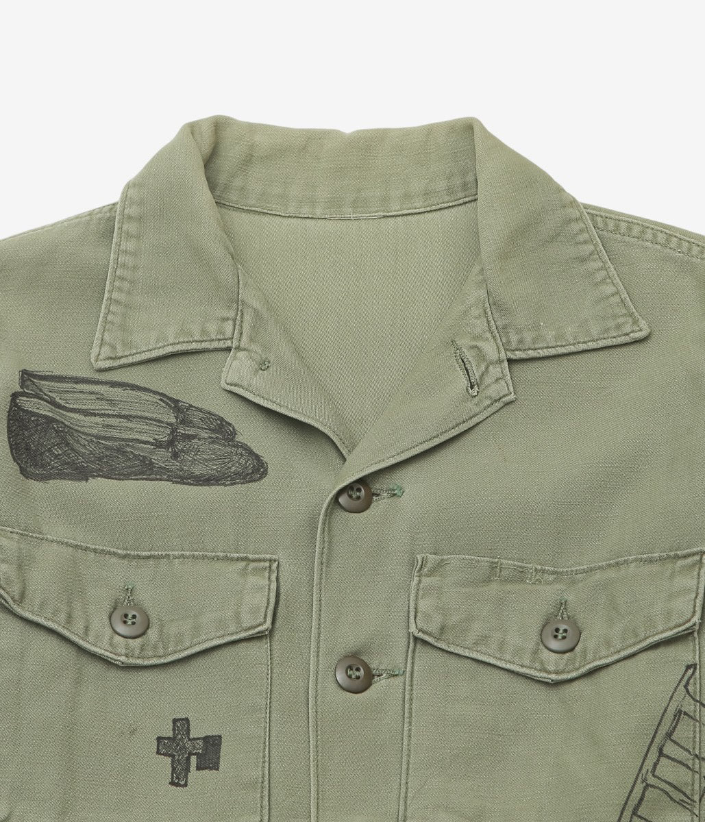 SWELL VINTAGE × MAIDENS SHOP WOMEN ''MILITARY SHIRT W/TAGGING | 1'' (GREEN)