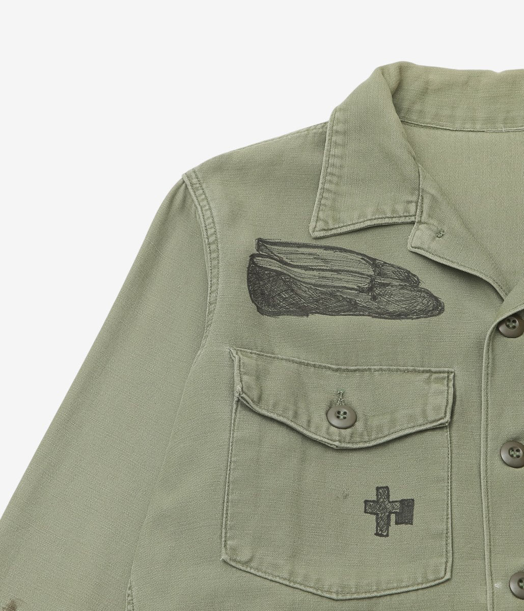 SWELL VINTAGE × MAIDENS SHOP WOMEN ''MILITARY SHIRT W/TAGGING | 1'' (GREEN)