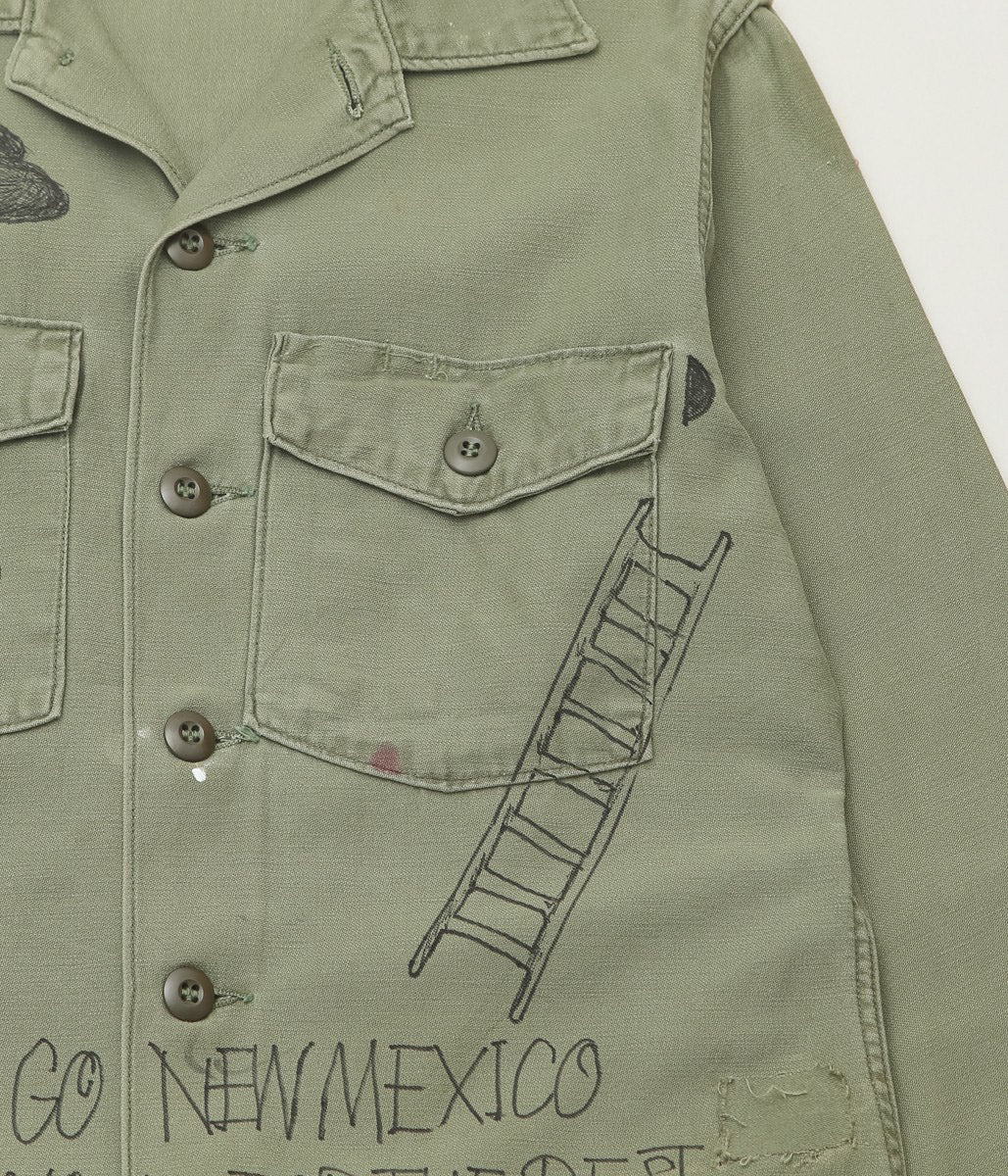 SWELL VINTAGE × MAIDENS SHOP WOMEN ''MILITARY SHIRT W/TAGGING | 1'' (GREEN)