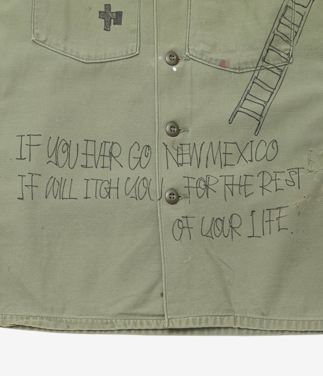SWELL VINTAGE × MAIDENS SHOP WOMEN ''MILITARY SHIRT W/TAGGING | 1'' (GREEN)