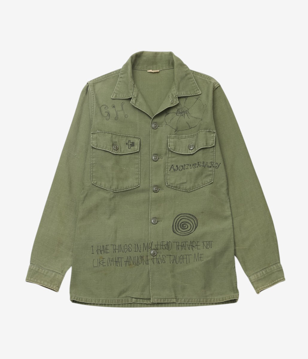 SWELL VINTAGE × MAIDENS SHOP WOMEN ''MILITARY SHIRT W/TAGGING | 2'' (GREEN)