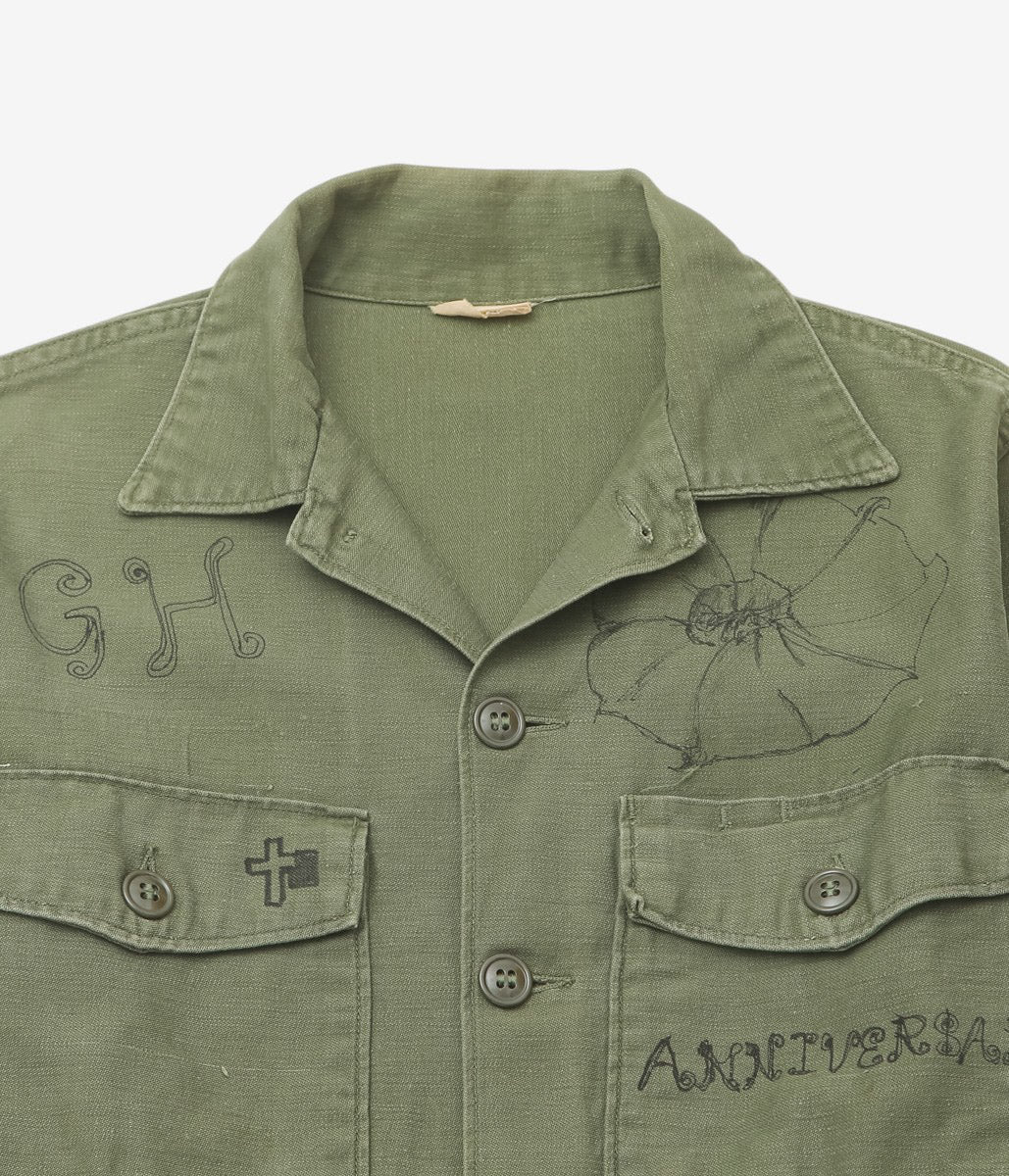 SWELL VINTAGE × MAIDENS SHOP WOMEN ''MILITARY SHIRT W/TAGGING | 2'' (GREEN)