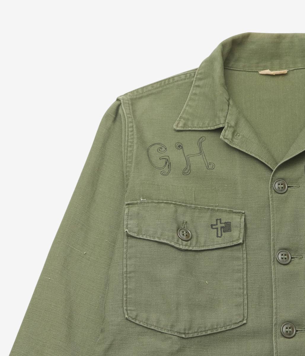 SWELL VINTAGE × MAIDENS SHOP WOMEN ''MILITARY SHIRT W/TAGGING | 2'' (GREEN)