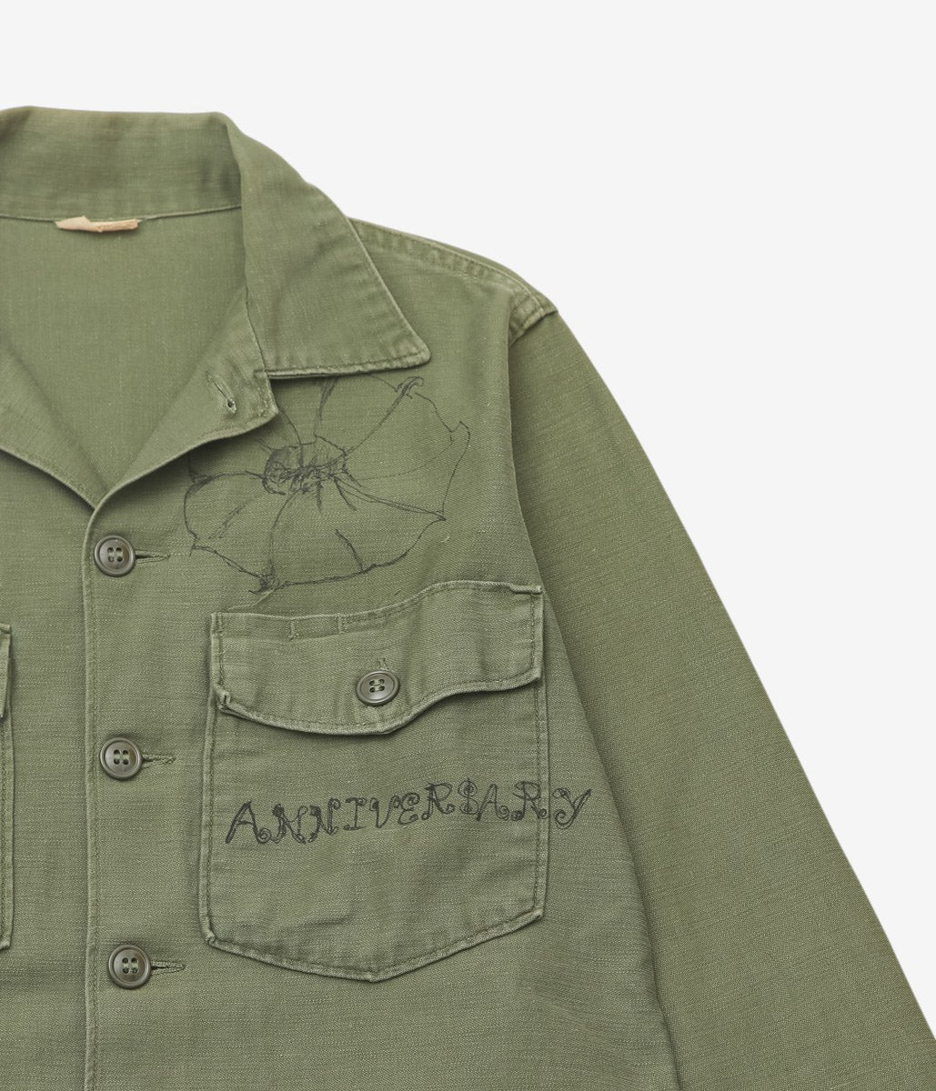 SWELL VINTAGE × MAIDENS SHOP WOMEN ''MILITARY SHIRT W/TAGGING | 2'' (GREEN)