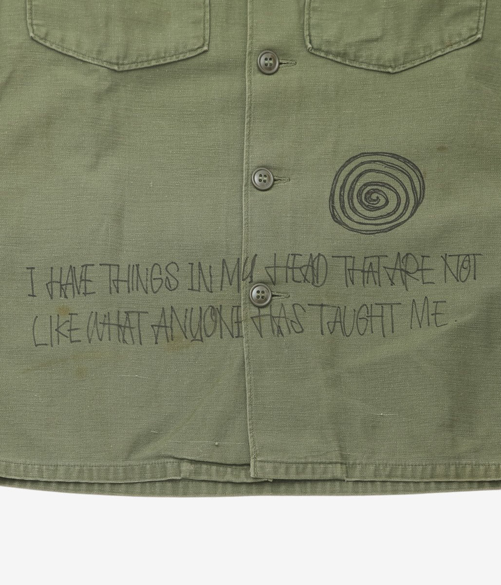 SWELL VINTAGE × MAIDENS SHOP WOMEN ''MILITARY SHIRT W/TAGGING | 2'' (GREEN)