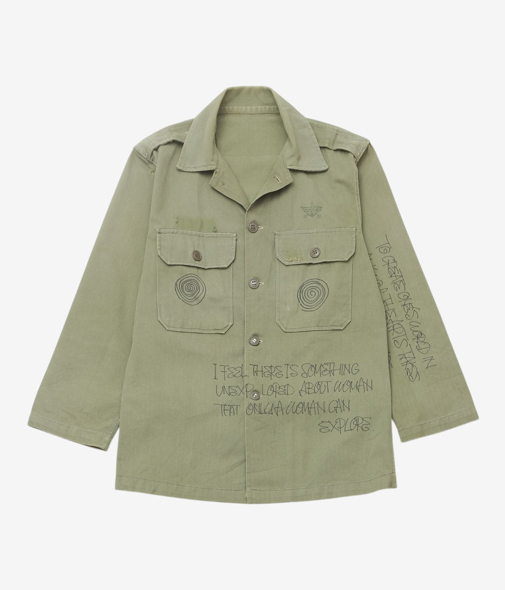 SWELL VINTAGE × MAIDENS SHOP WOMEN ''MILITARY SHIRT W/TAGGING | 3'' (GREEN)