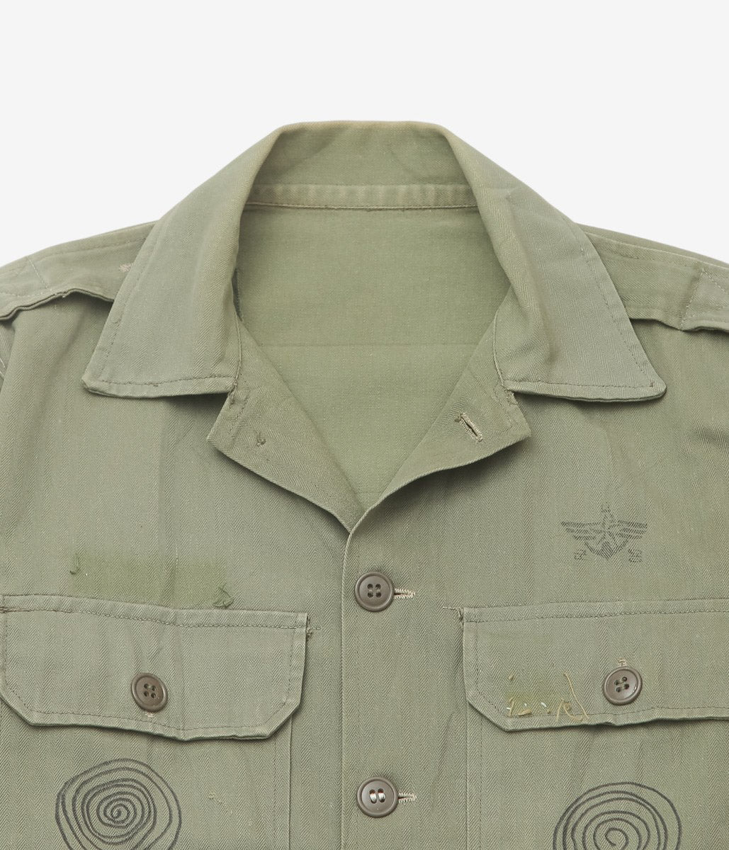 SWELL VINTAGE × MAIDENS SHOP WOMEN ''MILITARY SHIRT W/TAGGING | 3'' (GREEN)