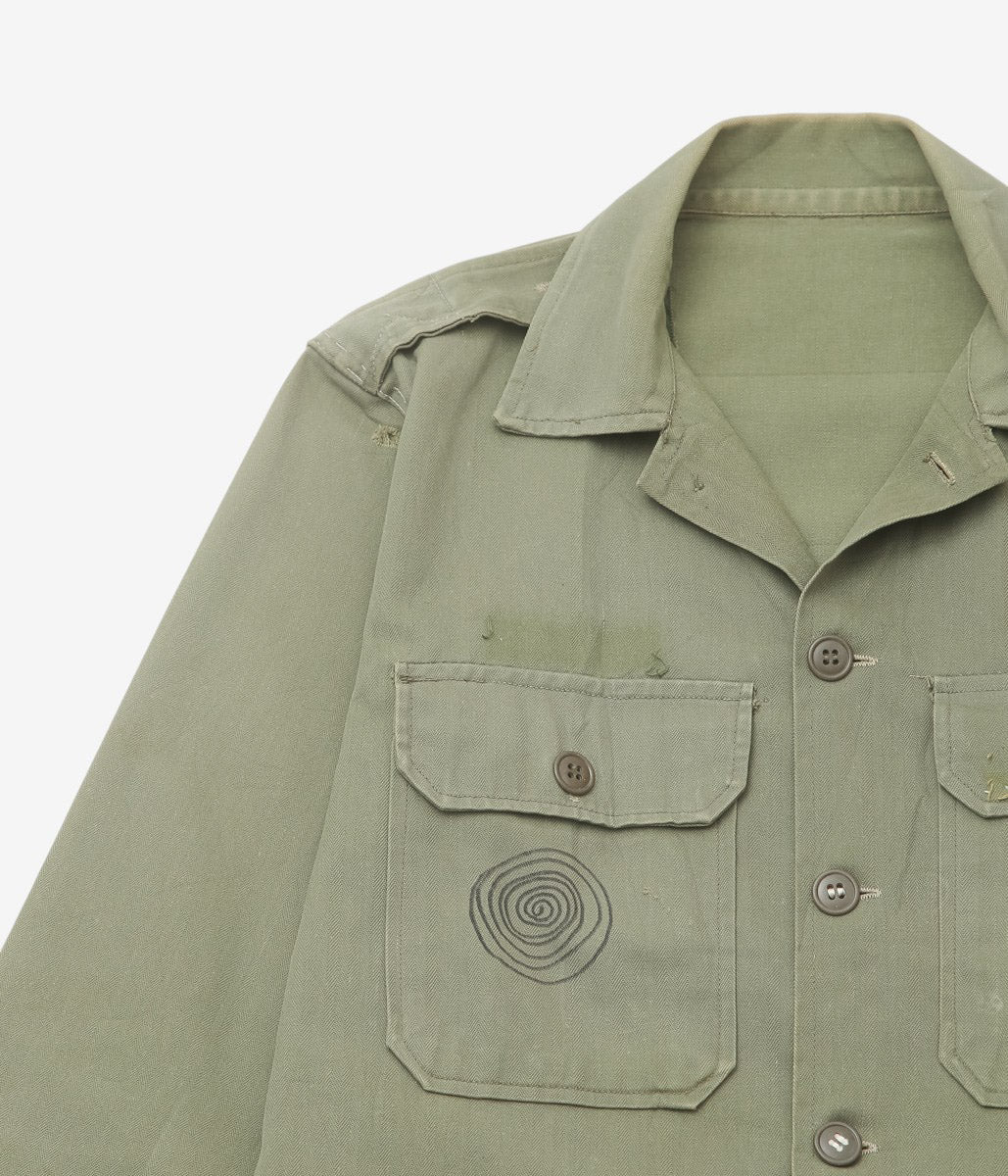SWELL VINTAGE × MAIDENS SHOP WOMEN ''MILITARY SHIRT W/TAGGING | 3'' (GREEN)