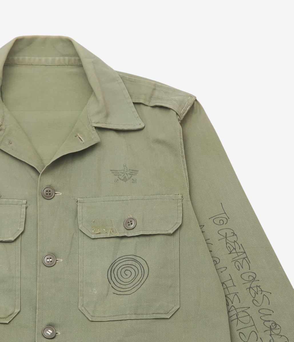 SWELL VINTAGE × MAIDENS SHOP WOMEN ''MILITARY SHIRT W/TAGGING | 3'' (GREEN)