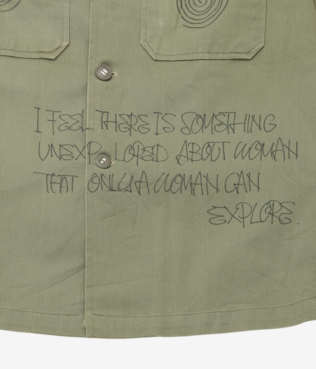 SWELL VINTAGE × MAIDENS SHOP WOMEN ''MILITARY SHIRT W/TAGGING | 3'' (GREEN)